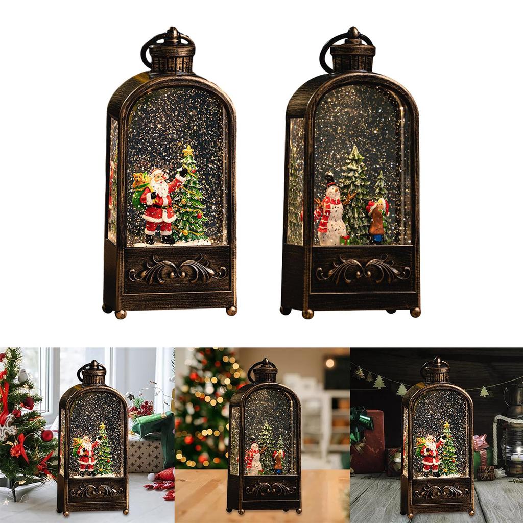 Lighted Christmas Snow Globe Lantern Crafts USB Powered Night Light Christmas Music Box for Indoor Window Holiday Xmas Wedding