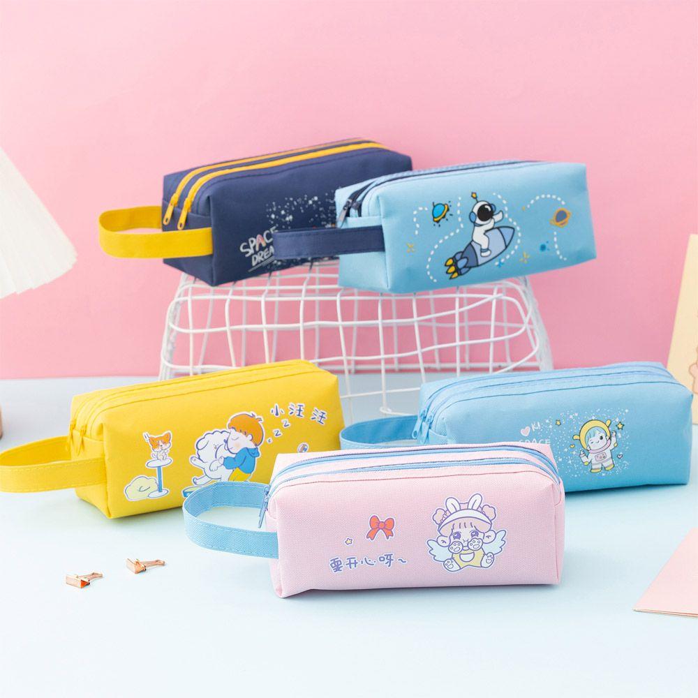 

Холст симпатичный портативный многофункциональный мультфильм большой емкости сумка для карандашей студенческая канцелярская коробка