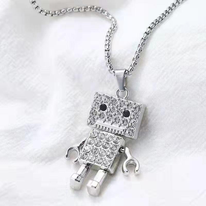 Robot Animated Girl Simple Temperament Design Versatile Clavicle Chain Necklace Pendant
