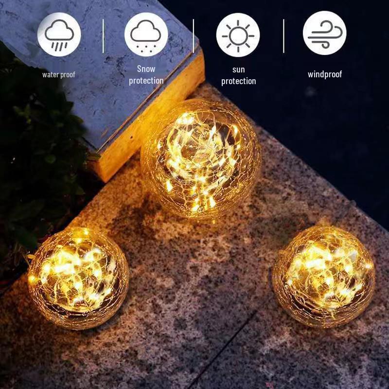 Waterproof Solar Glass Ball Garden Ornament Light for Courtyard