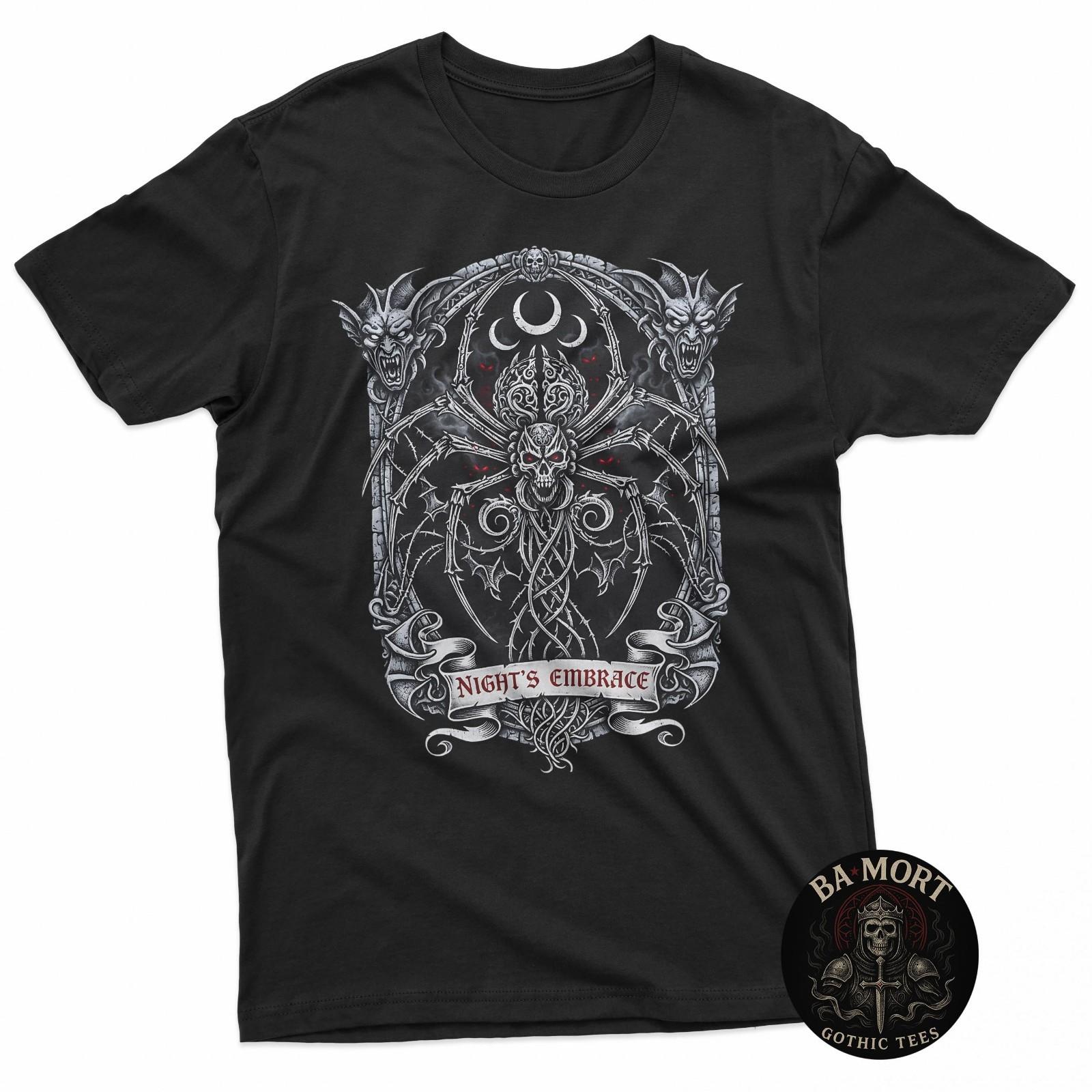 Creepy Cool Gothic Spider Skull T-Shirt Unisex T-Shirt S