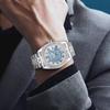 Herren Automatische Mechanische Uhr Weiß Perlmutt Zifferblatt Diamant Römische Ziffern Kalender Datum Edelstahl Armbanduhr