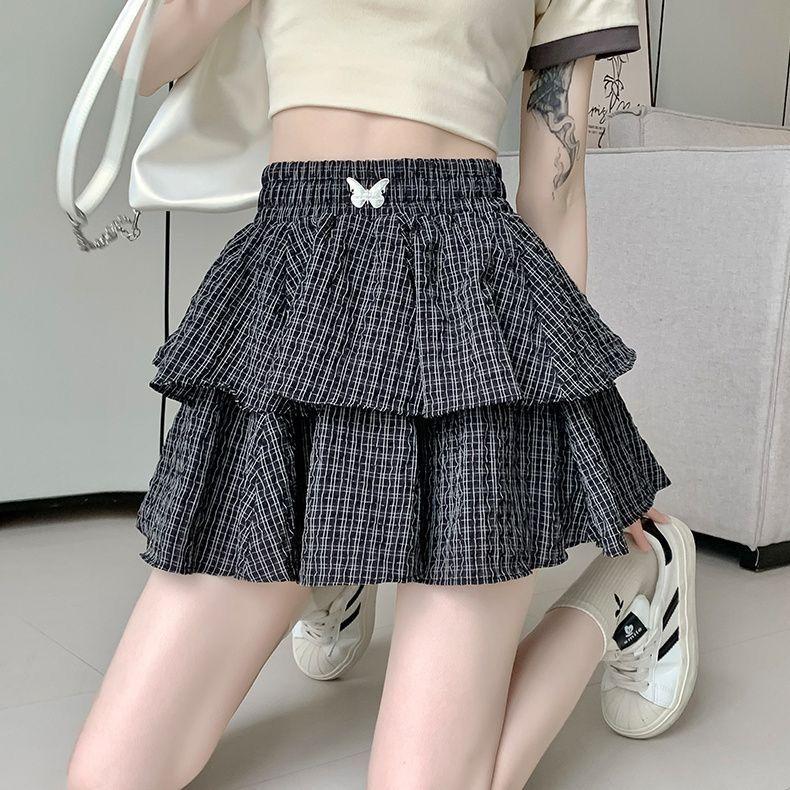 Mini Cake Skirts Women Summer Sweet Students A-line Elastic Waist Ruffles Korean High Street Casual All-match Y2k Skirts