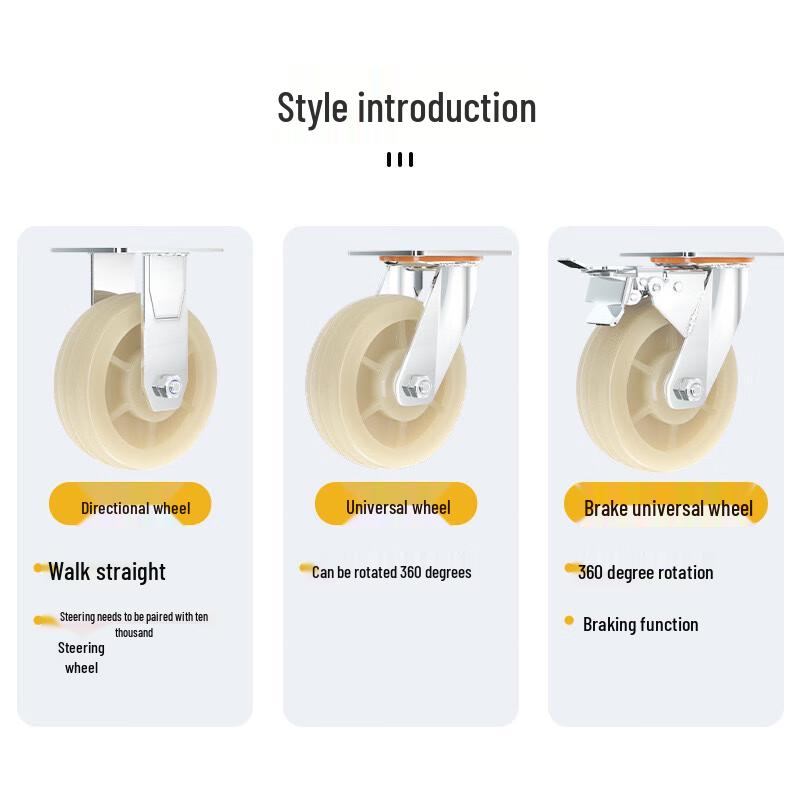 Industrial Heavy-Duty Nylon Swivel Caster Wheel with Brake