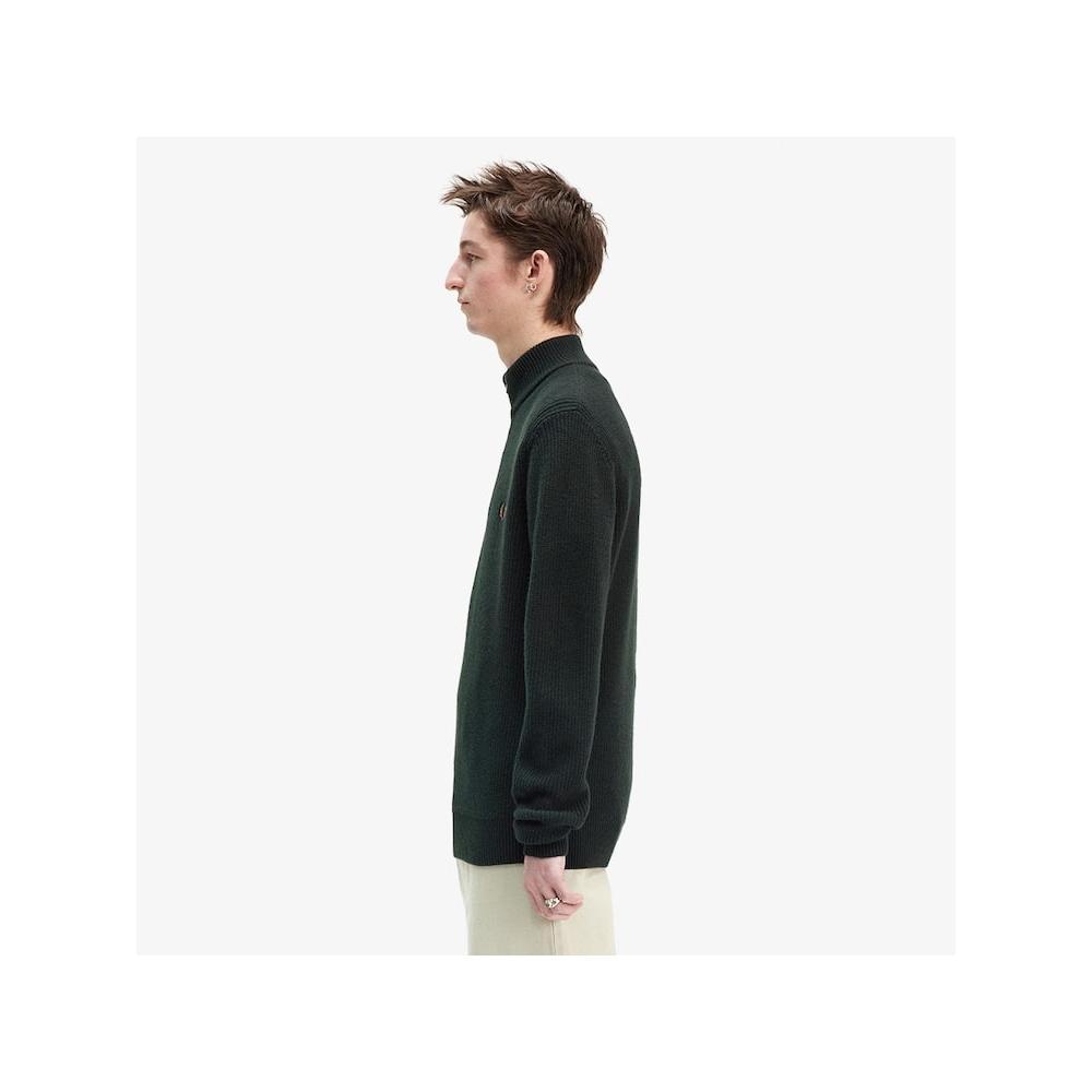 Fred Perry [sharp] Textured Half Zip Knit   Night Green Afpm2436540 Q20 qzgAfpm2436540 Q20