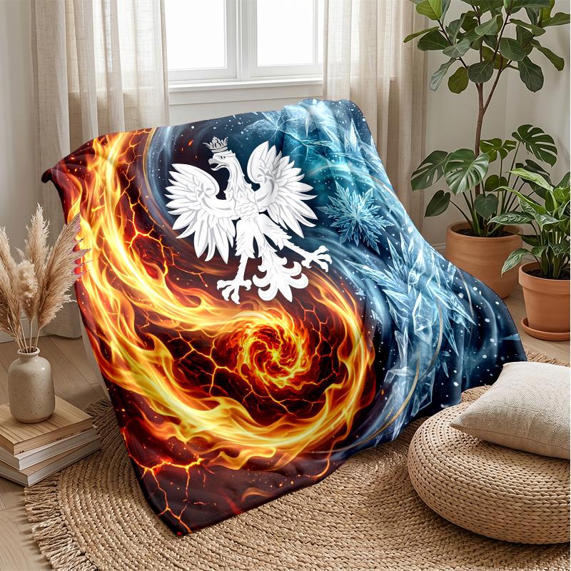 Poland Football Printed Flannel Blanket Skin Friendly Warm Decorative Throw for Indoor Couch Bed Daily Use