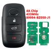 Replacement Key Fob With 2/3/4 Buttons 4A Chip And Black Plastic Shell Design 89994-BZ050 89994-BZ041 89994-BZ170