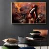 Afrikanisches Mädchen mit Wolf Ölgemälde auf Leinwand Cuadros Poster und Drucke skandinavisches Wandkunstbild Heimdekoration