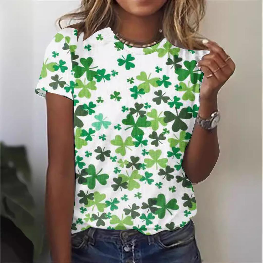 Women's T-shirt 3D Pattern Printed Casual Short Sleeved O-Neck Top Fashionable Street Women's Clothing