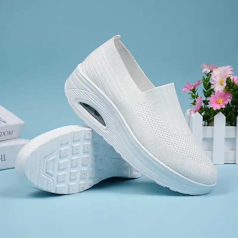 Fashion Round Tip Mocassim Women's Shoes With Heel Heels With Laces Womens Gym Shoes Sneakers Sports New In Saoatenis Runing Latest