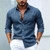 Men's Trendy Striped Woven Pattern Long-Sleeve Button-Up Shirt, Fashionable and Comfortable