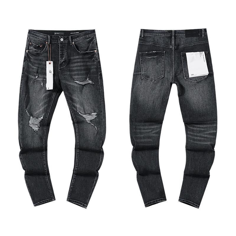 European and American Purple Slim Men's Trendy Light Luxury Elastic Jeans