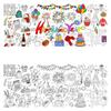 Festival Themed Waterproof Doodles Paper Mats for Children 76x183cm Large Size for Parties and Home Doodling Easy to Carry