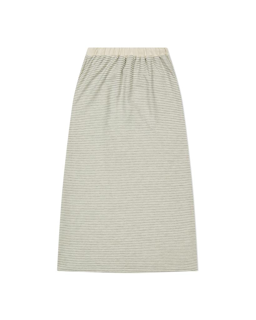The Museum Visitor Raw Edge Long Skirt (Light Gray)