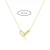 Copper Zirconia Paperclip Pendant Necklace with Double Oval Ring Brooch for Women