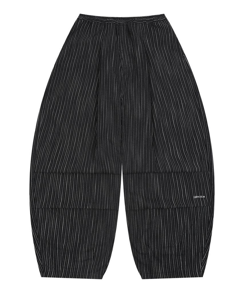 GLACK Gp139 Striped Linen Easy Pants (Black)