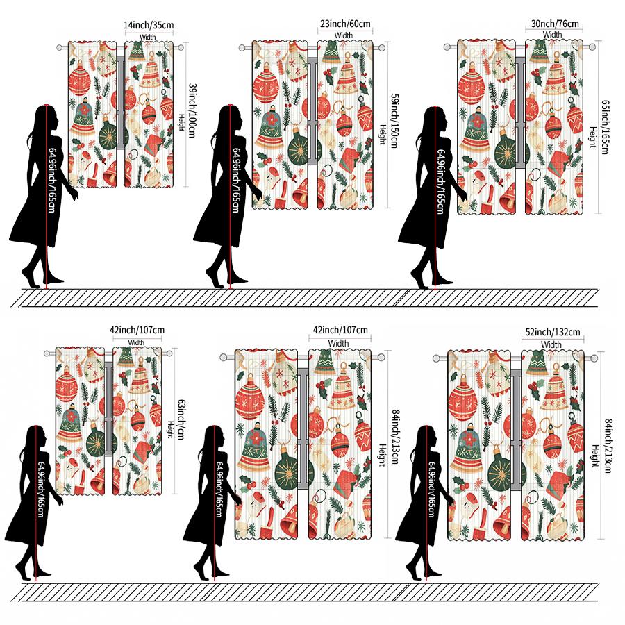 Christmas bell print curtains   pole bag curtains   Christmas decorations   daily home decorations   room decorations