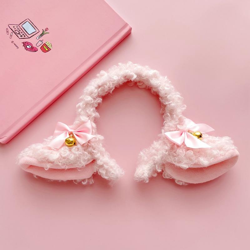 Roztomilý králík kreslený plyšový obličej ženy vlasy Rim Wash čelenka Lolita ručně vyrobená čelenka jehněčí uši zvířecí čelenka