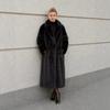 Extended imitation mink coat elegant belt mink coat autumn and winter warm imitation fur coat