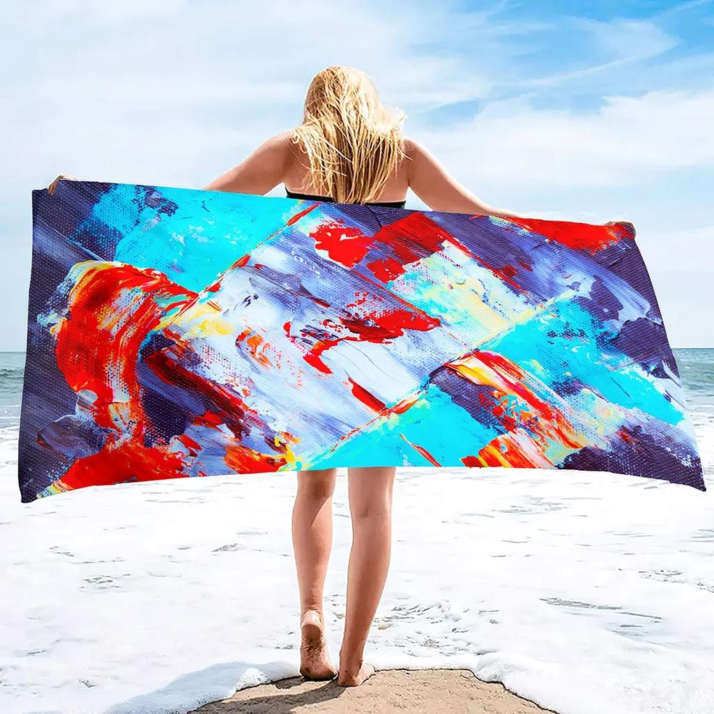Oil Paintings Super Soft Plush Beach Bath Pool Towel Pool Towel Oversized Lightweight Sand Free Quick Dry Plush Beach Towel