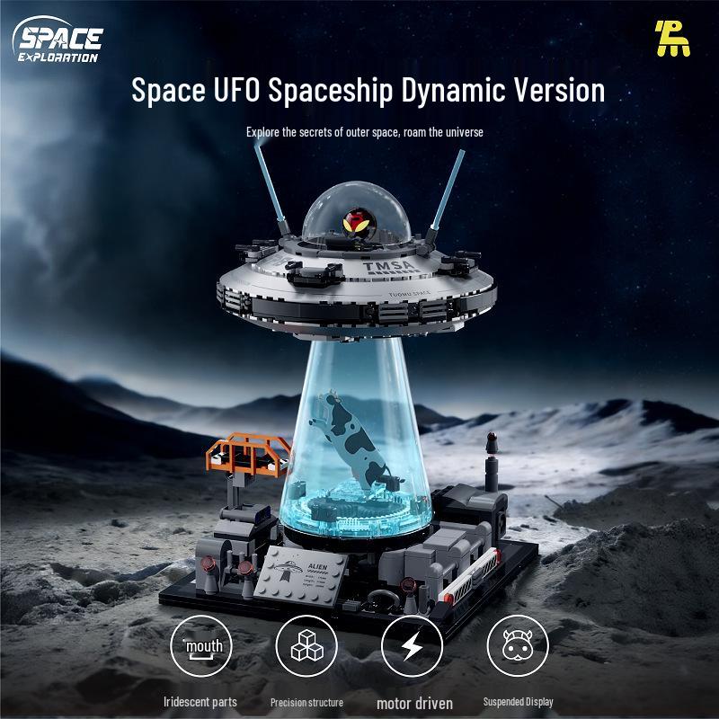 Weltraum UFO Kosmisches Flugobjekt Bausteine - Außerirdischer Entdecker Raumschiff Elektrisches Spielzeug