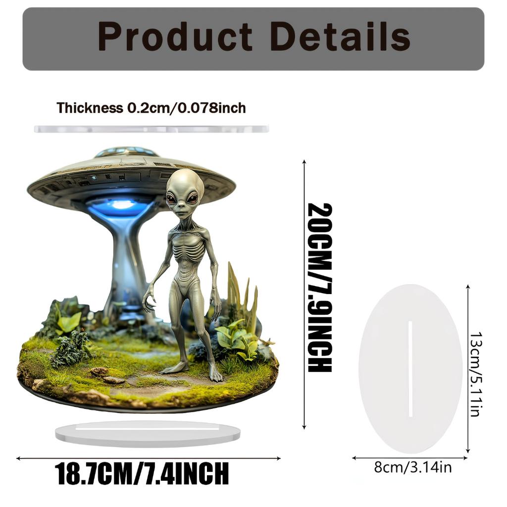 2D Ploché mimozemské UFO ve stylu Bernsteina Akrylová stolní ozdoba Boho Jemná práce Sci-Fi Dekorace Pro svátek Kancelářský prostor Místnost
