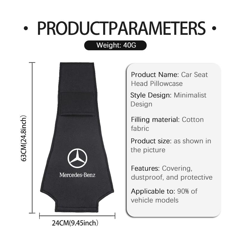 AATT1 For Benz Suede Car Logo Seat Headrest Cover Anti-dirty Neck Pillow Protector Accessories CITAN VITO SPRINTER CLS SLK Sport ML