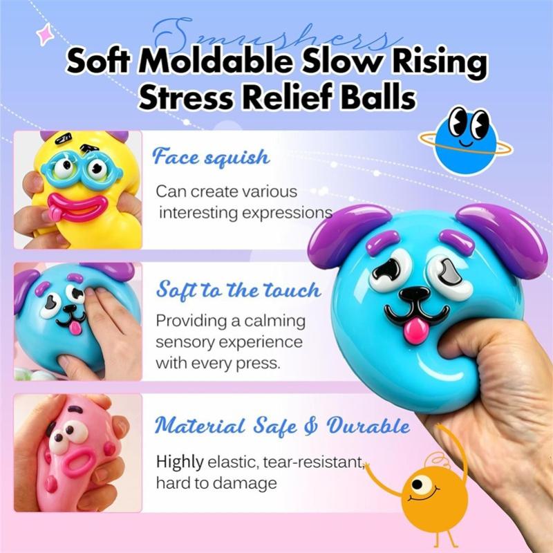 Detachable Funny Face Parts Dog Expression DIY Stress Ball Non-toxic Knead Stretch Release the Mood Classroom Fidget Calming Toy
