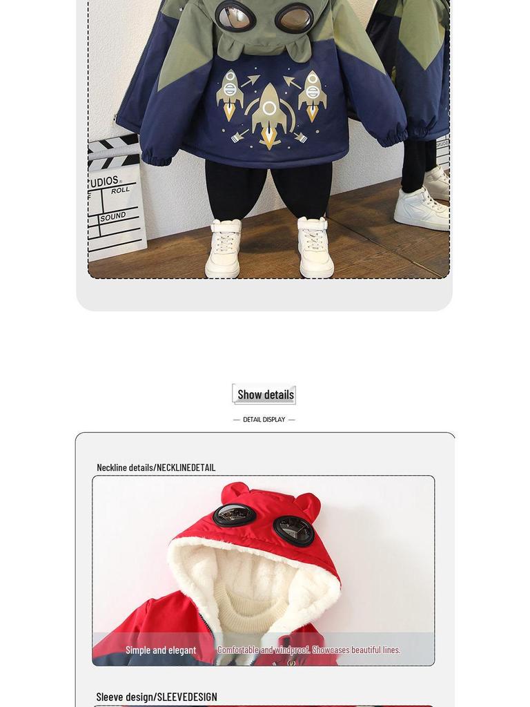 Winterparka für Jungen mit Fleecefutter und Kapuze