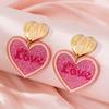 A Pair of Women's Earrings, Pink Love Heart-Shaped Pendant Earrings, Suitable for Daily Wear and Valentine's Day Wear
