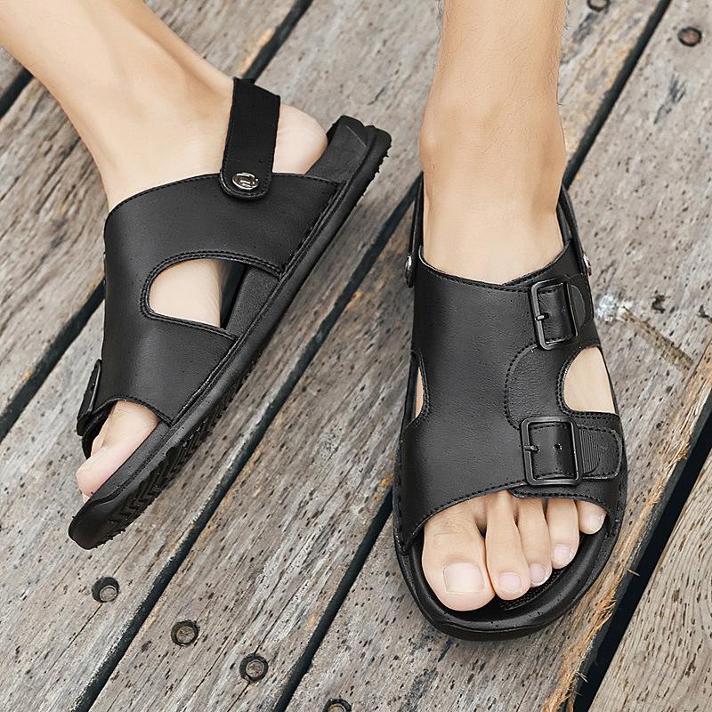 2025 Herren Sandalen mit weicher Sohle aus Leder: Rutschfeste, vielseitige Freizeit-Strand- & Outdoorslipper