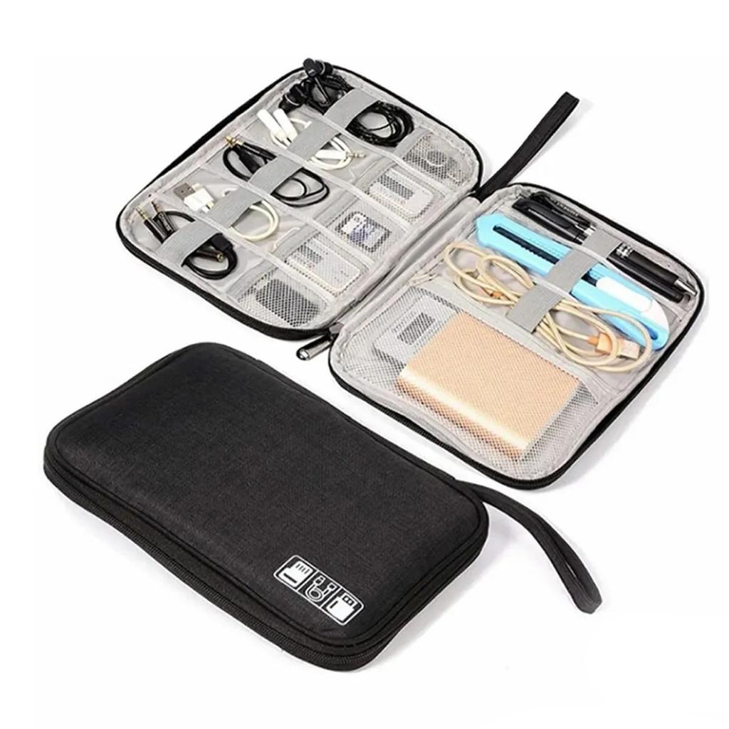 Cable Storage Bag Multifunctional Digital Cable Organizer Power Bank Earphone Storage Case Black