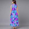 Women Plus Size Sleeveless Round Neck Dress Luxe Large Blossom Printed Flowy Calf Length Gown