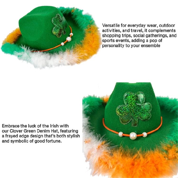 Saint Patricks Day  Hat Sparkly Irish Leaf for Men Women Photo Props