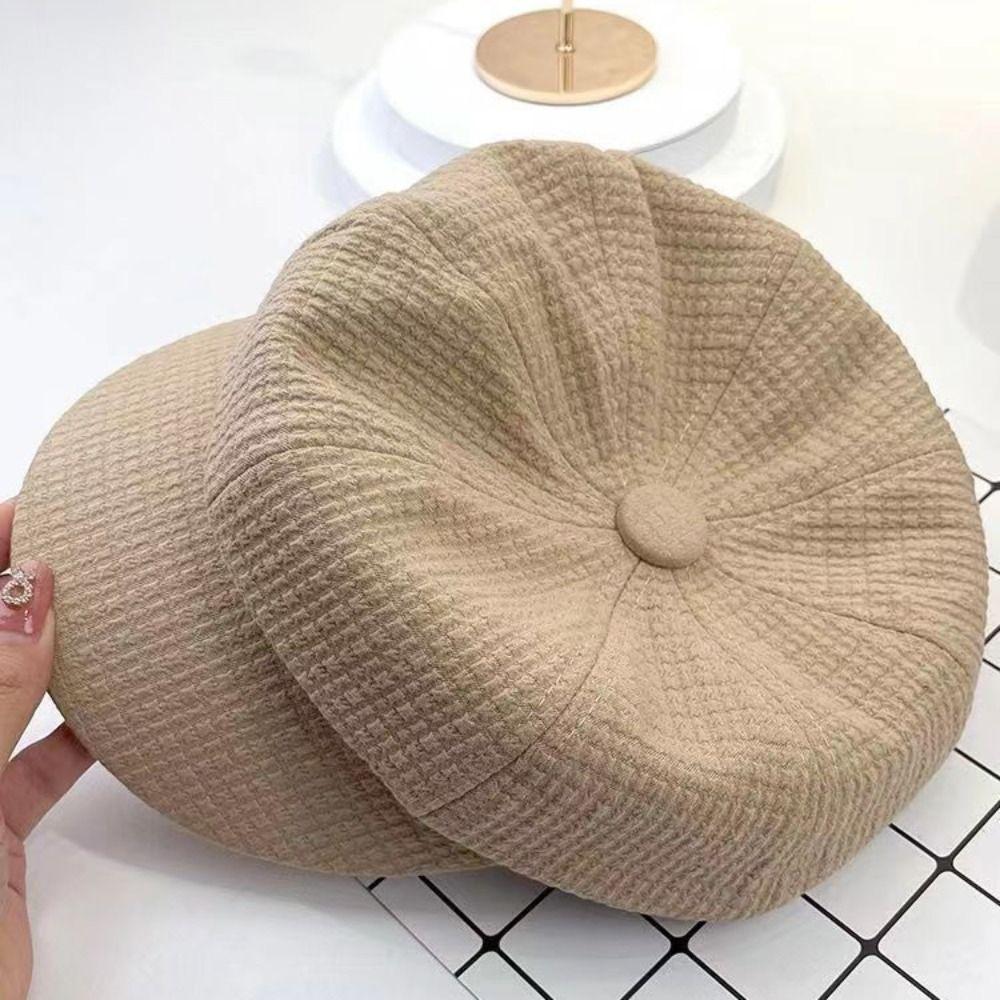 Winter Accessories Newsboy Hat Octagonal Buckets Hat High-rise Style Women Berets  Female Wear