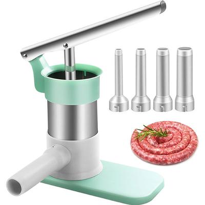 Wurstfüllmaschine mit 4 Füllrohren Fleischfüller Wurstfüllwerkzeug Haushaltshandbuch Vertikaler Wursthersteller-Werkzeugsatz