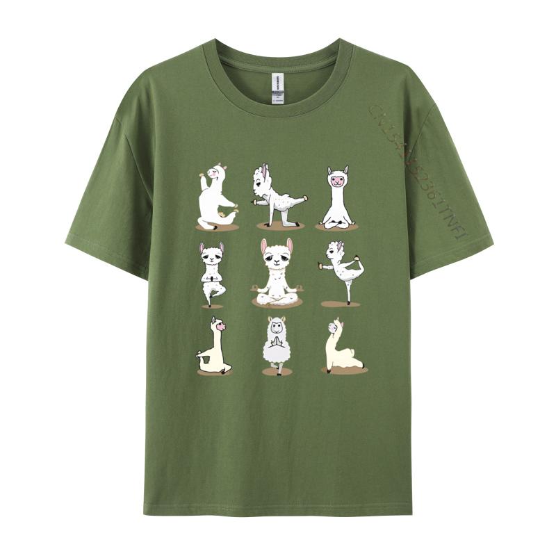 Llama Yoga Poses Yoga Peace Summer TShirt Casual Cotton Mens Tops T Shirt Normal On Sale T Shirt Black