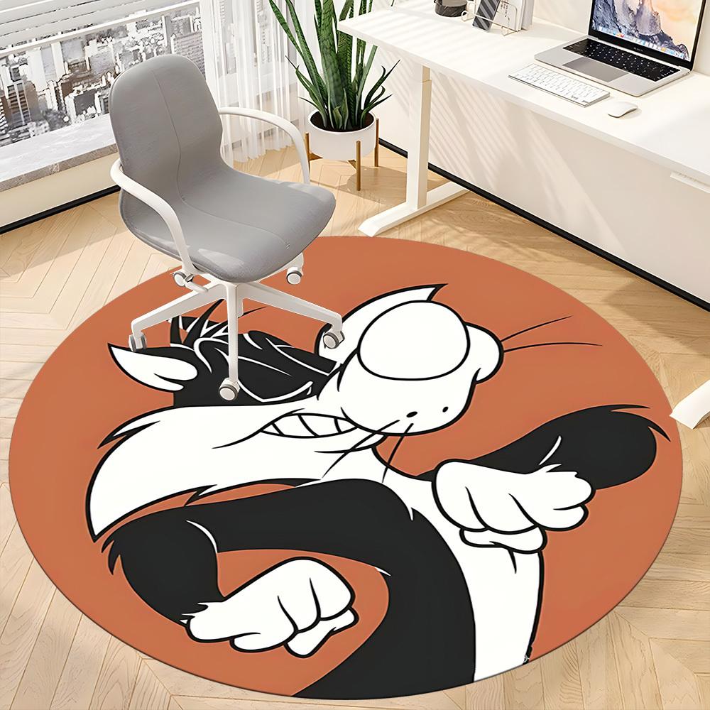 1pc Looney Tunes Office Round Area Rug, Bedroom Living Room Home Decor, Room Deco, Offic A1016119