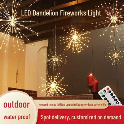 Dandelion LED Fireworks Lights: Starry Remote-Controlled Christmas & Camping Decor with 4AA Battery Copper Wire