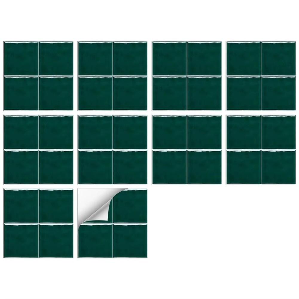 10Pcs Square Wall Stickers Solid Color Thickened Tile Stickers Retro Kitchen Wallpaper