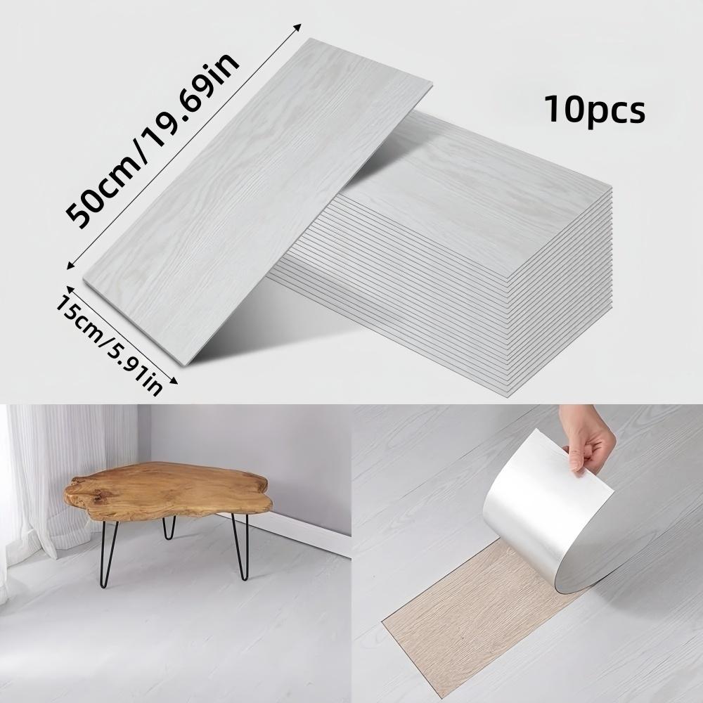 HYuan 10 Stück 50cmX15cm PVC Bodenaufkleber Selbstklebend Verdickt Holzmaserung Bodenaufkleber Aufkleber Wohnzimmer