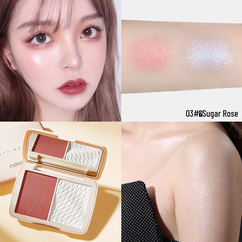 

Палетка румян для контуринга и хайлайтинга NOVO5337 двух цветов