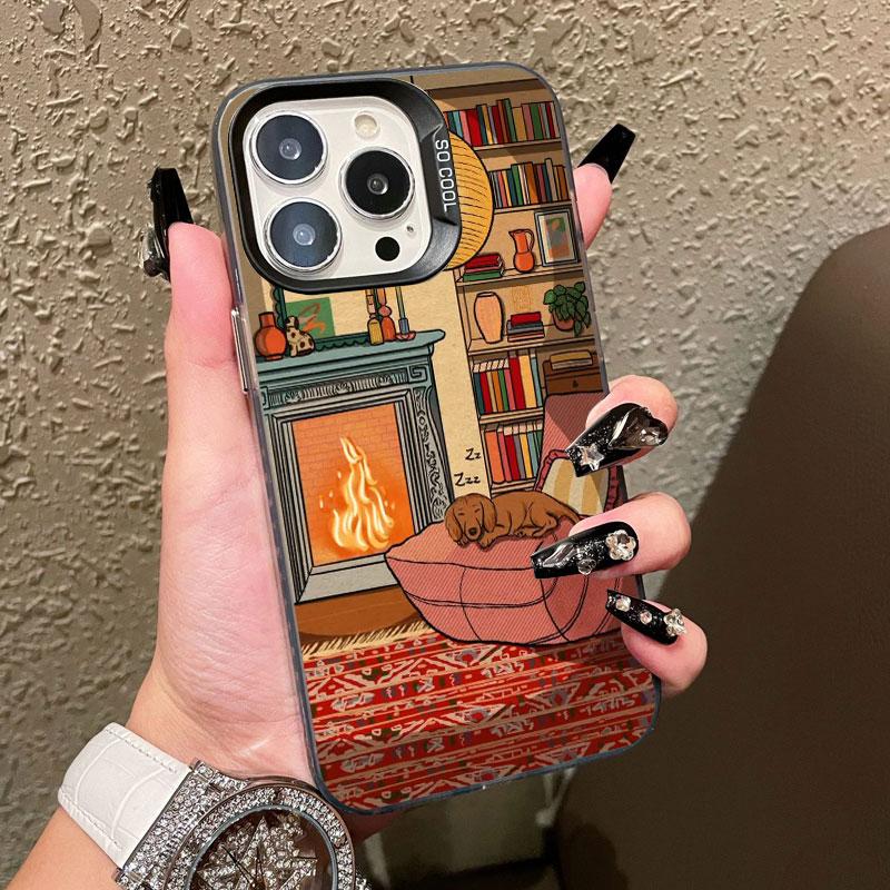Vintage Sleepy Cat & Home Furnishings Artistic Laser Phone Case For iPhone 11 12 13 Mini Pro Max 17 16 15 14 Pro Max Plus Covers