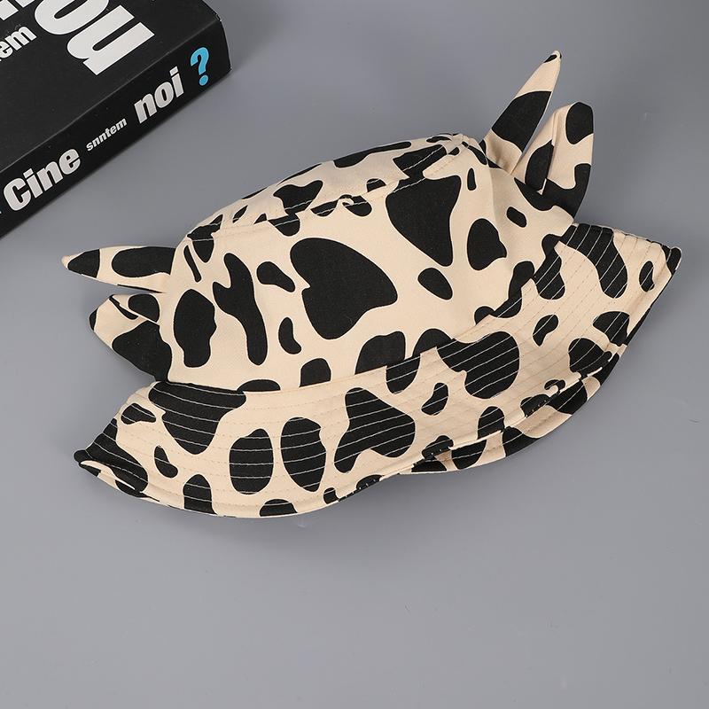 Vintage fashion cow print horn fisherman hat suitable for ladies stage show leisure travel photo