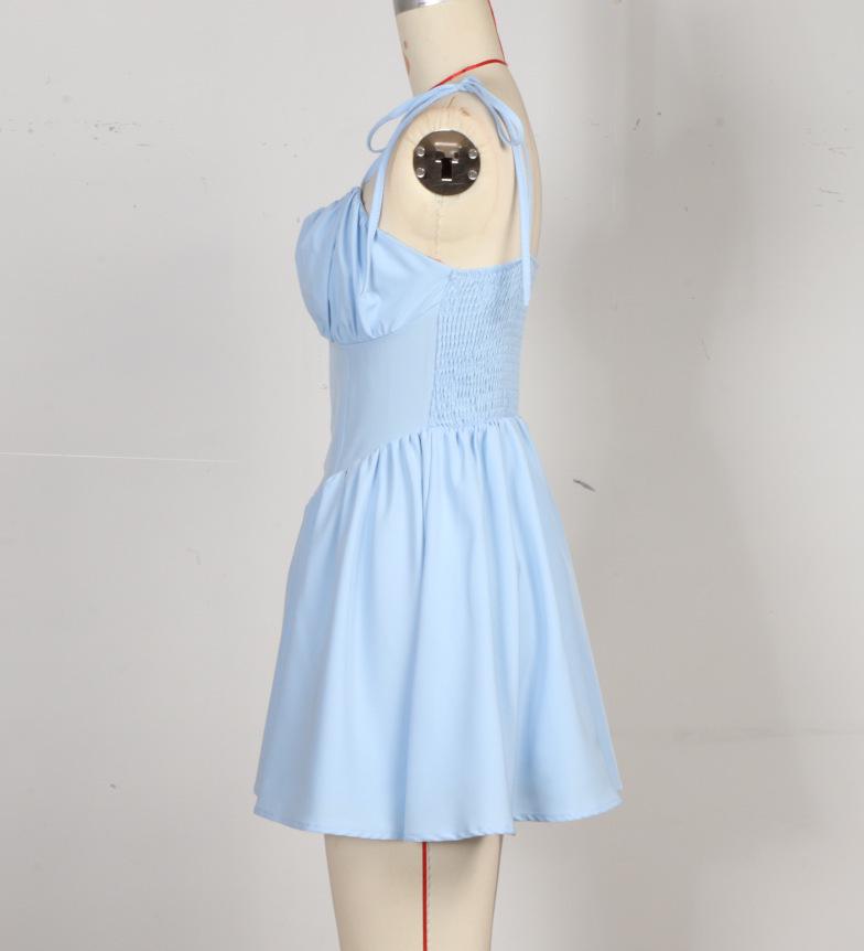 Spring/Summer Fashion: Sexy Strapless Waist-Cinching Lace-Up Short Dress for Women