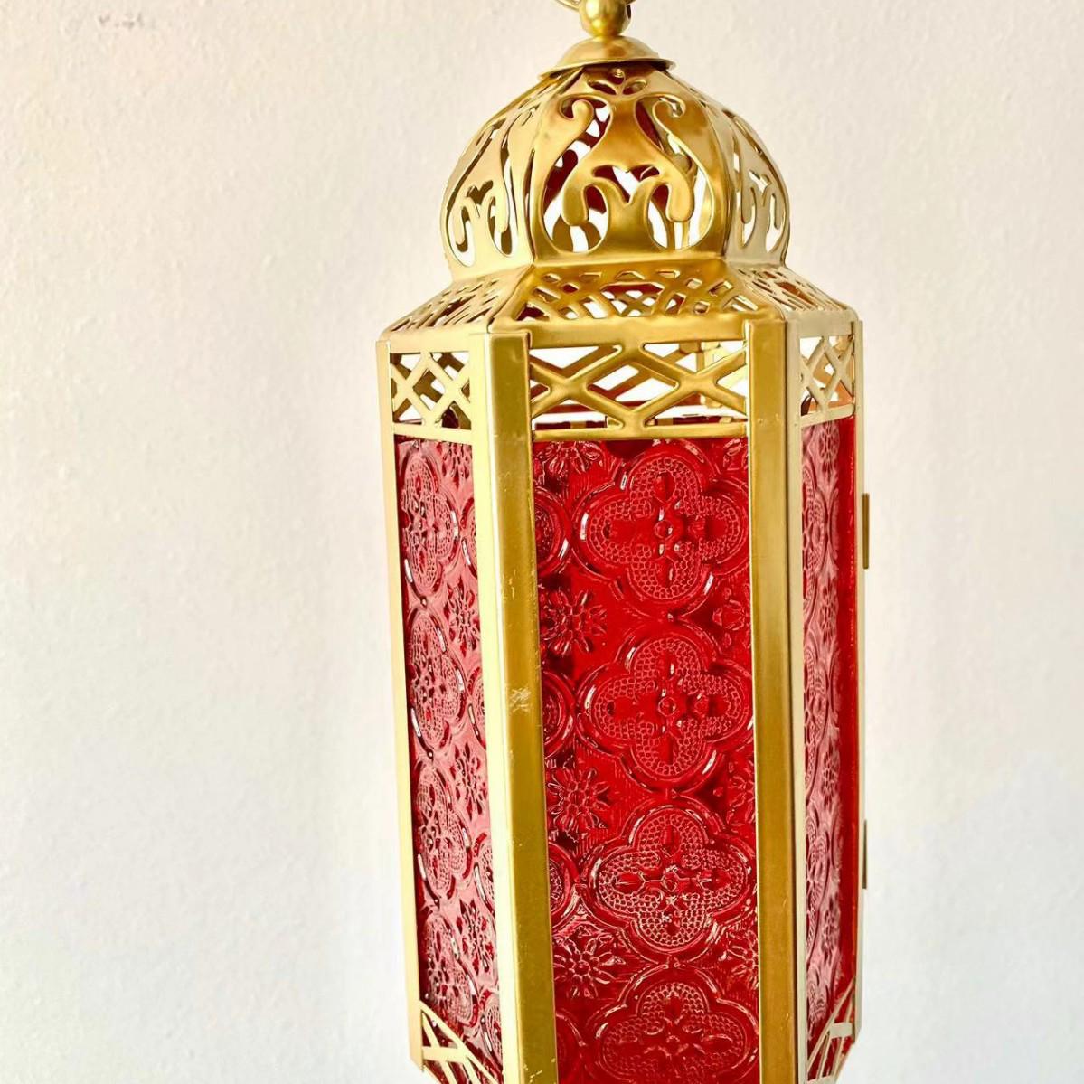 Классический марокканский стеклянный подсвечник из золота и железа 11*9.5*25CM