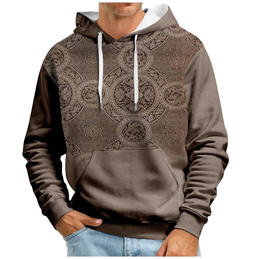 Maglione Autunnale da Uomo Taglia Grande con Cappuccio e Stampa Digitale Nuovo Maglione Basic Taglia Grande