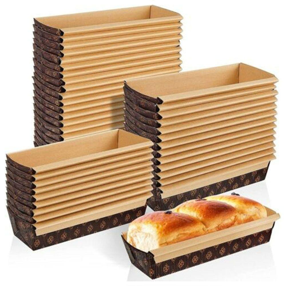 

25Pcs Rectangle Bread Tray Kraft Toast Box High-quality Loaf Pans