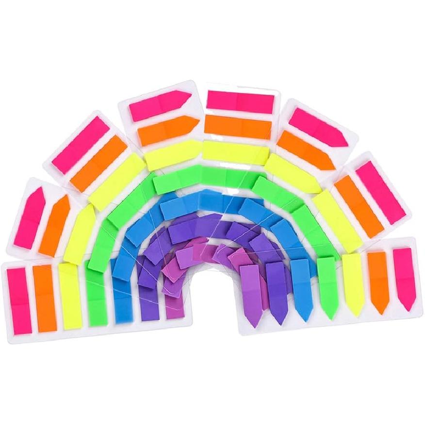 Colored Sticky Neon Flags Index Tabs Page Markers Highlight Strips Writable Labels Page for Marking and Highlighting, 8 Sets, 1120pcs