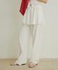 Adowl Nylon Flare Layered Skirt Pants - White